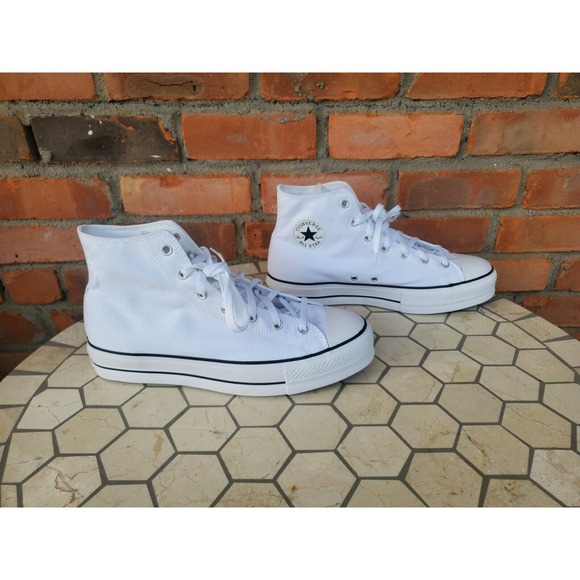 Men's CONVERSE Canvas 2in Platform CHUCK TAYLOR ALL STAR WHITE SNEAKERS Size 12 - Picture 3 of 14